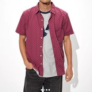 American Eagle Outfitters Burgundy Polka Dot Shirt